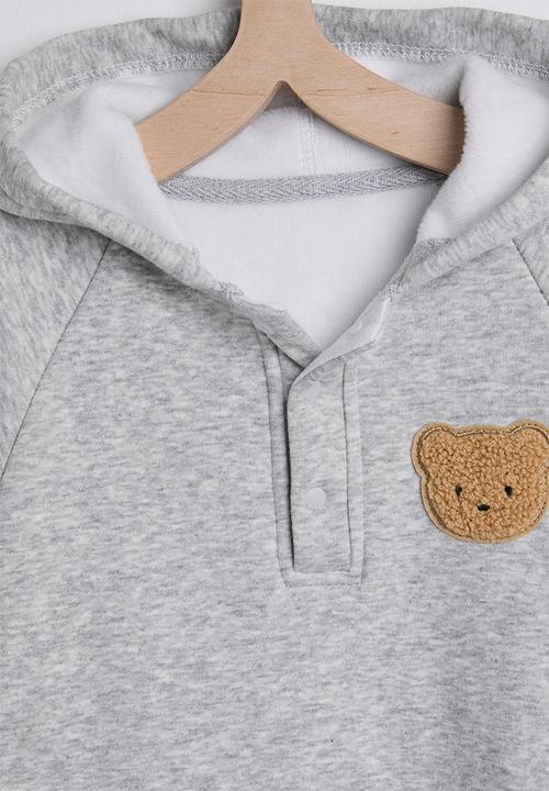 Pop Candy - Raglan sleeve romper with fleece lining - light grey