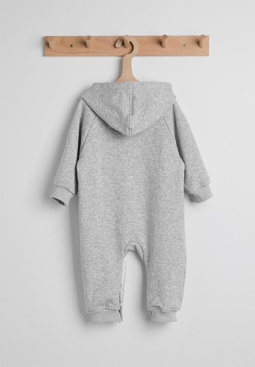 Pop Candy - Raglan sleeve romper with fleece lining - light grey