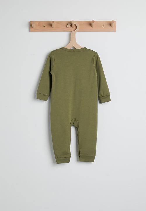Pop Candy - Henley-style romper - army green