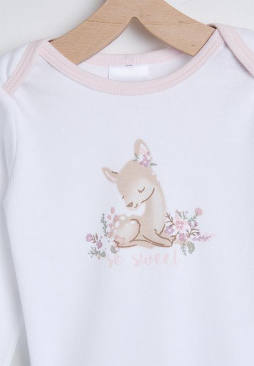 Pop Candy - Baby deer placement bodysuit - white/pink