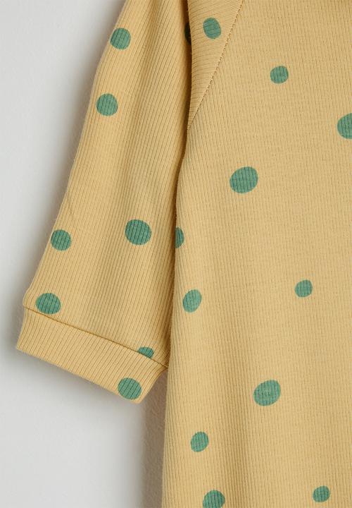 Pop Candy - Ribbed spot aop romper - naples yellow