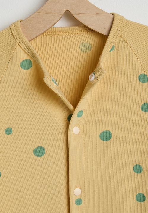 Pop Candy - Ribbed spot aop romper - naples yellow
