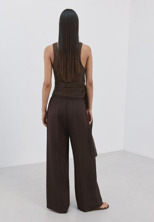 MANGO - Trousers fluid - dark brown