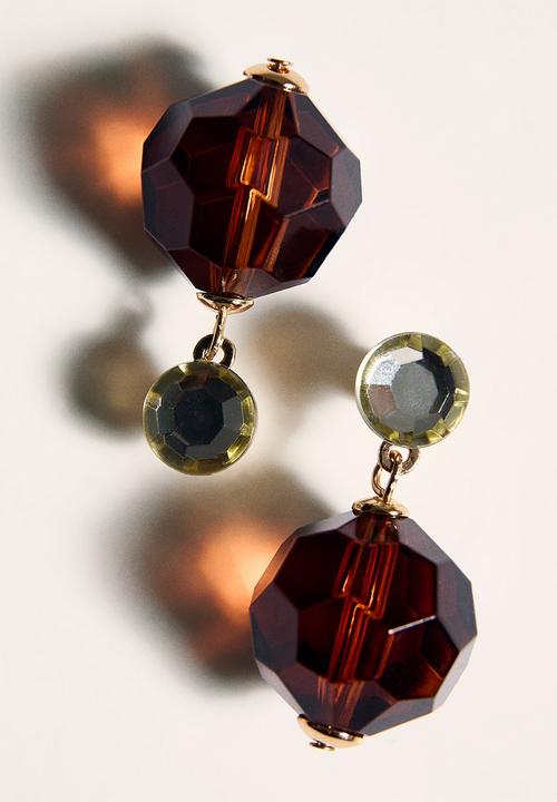 MANGO - Fedora earrings - brown