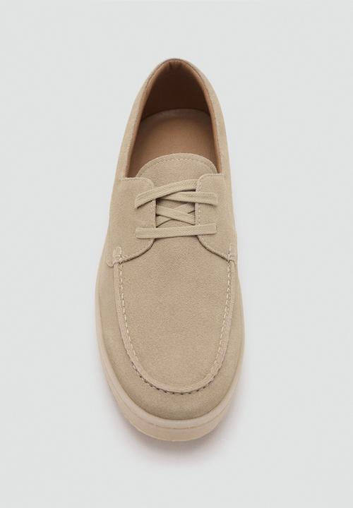 MANGO - Easy naut leather lace-up - sand