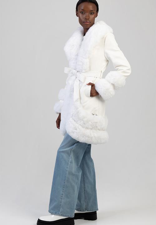 SISSY BOY - You Do You Faux Fur-Trimmed Coat - Cream/Off White