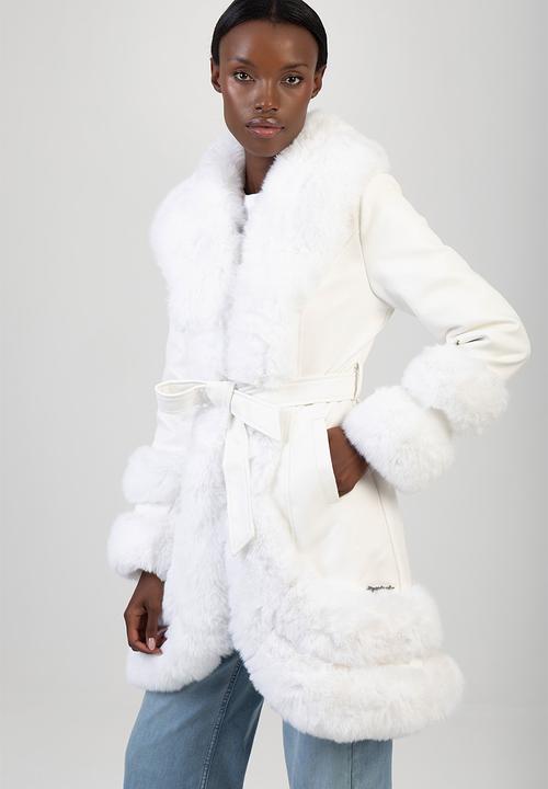 SISSY BOY - You Do You Faux Fur-Trimmed Coat - Cream/Off White