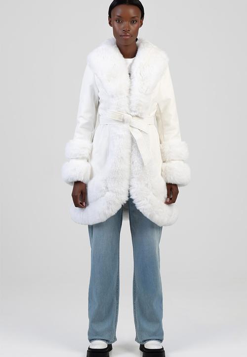 You Do You Faux Fur-Trimmed Coat - Cream/Off White