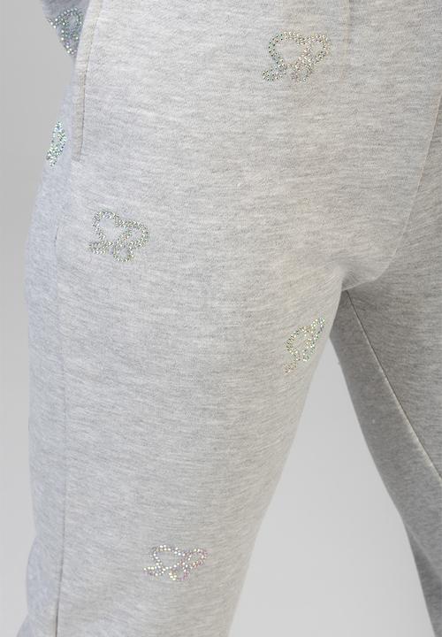 SISSY BOY - Running To You Track Pants With A Cuffed Ankle And All Over Branding - Grey Melange