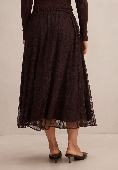 Forever New - Heather Lace Midi Skirt In Chocolate
