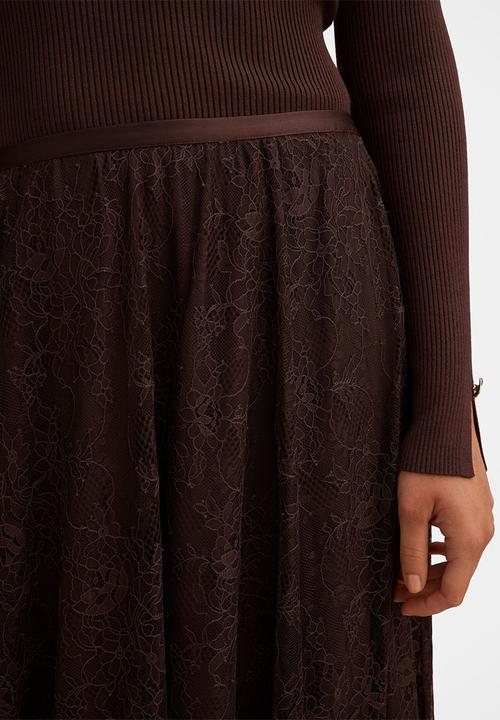 Forever New - Heather Lace Midi Skirt In Chocolate