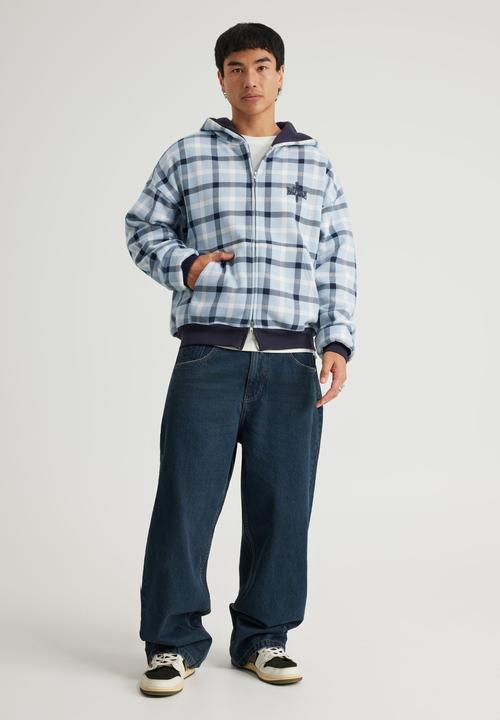 Factorie - Half Half Zip Thru Hoodie - Hh City Sky Check