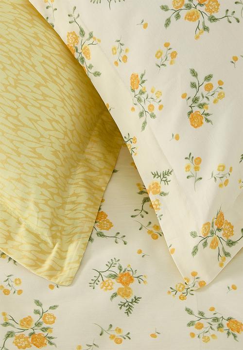 Pop Candy - 200TC floral duvet cover set - soft yellow