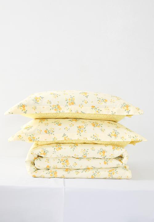 Pop Candy - 200TC floral duvet cover set - soft yellow