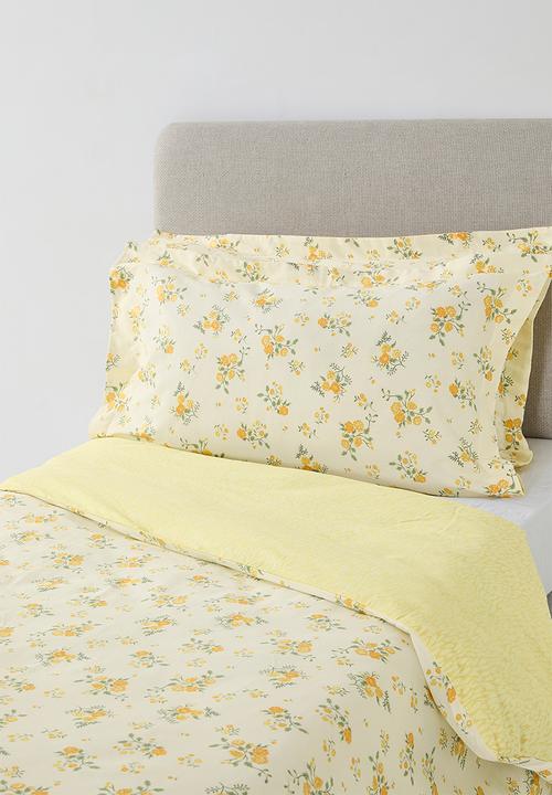 Pop Candy - 200TC floral duvet cover set - soft yellow