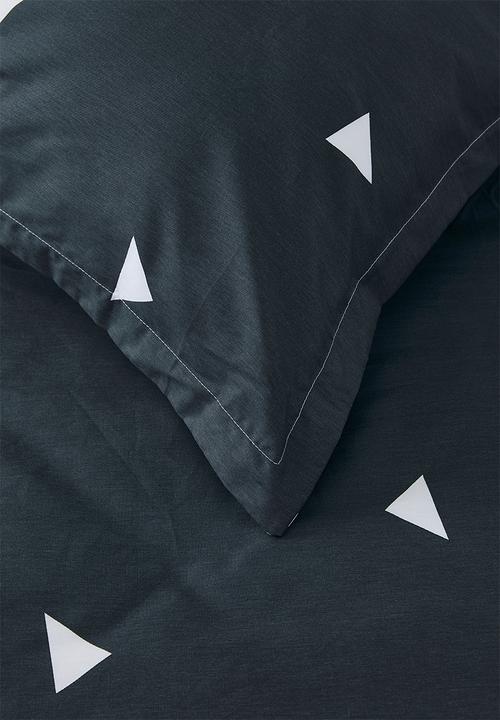 Pop Candy - 200TC reversible duvet cover set - glaucous blue/triangle aop