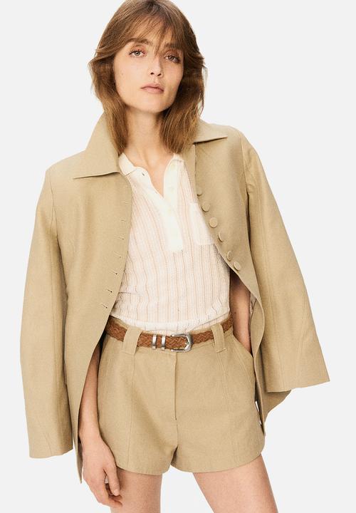 H&M - H&M Studio: Linen-blend hourglass blazer - beige