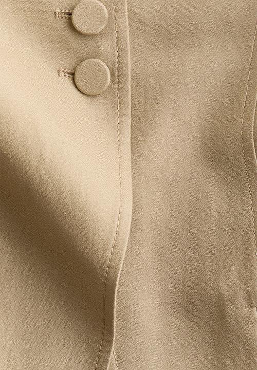 H&M - H&M Studio: Linen-blend hourglass blazer - beige