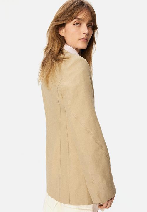 H&M - H&M Studio: Linen-blend hourglass blazer - beige