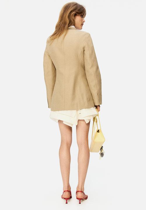H&M - H&M Studio: Linen-blend hourglass blazer - beige