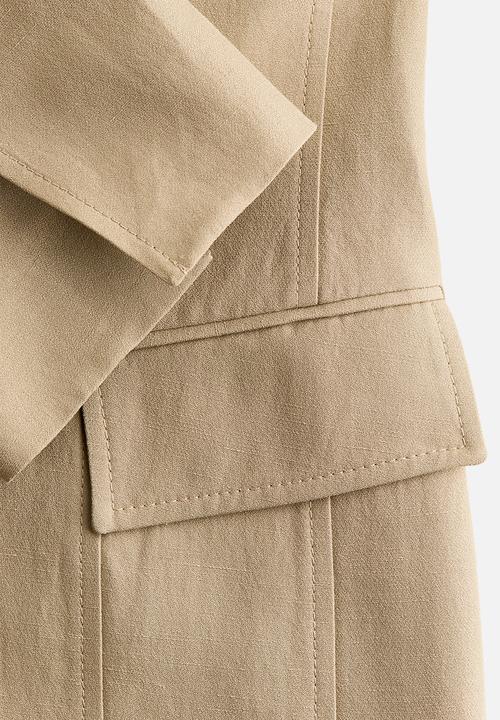 H&M - H&M Studio: Linen-blend hourglass blazer - beige