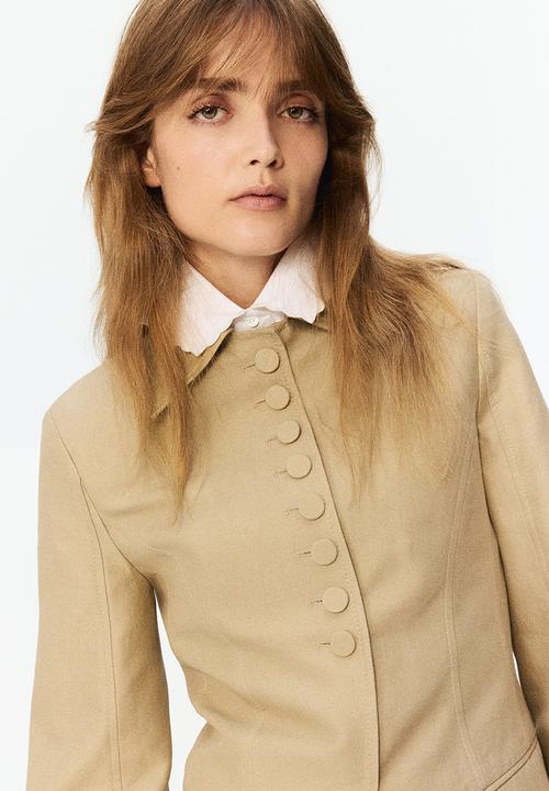 H&M - H&M Studio: Ruched-sleeve poplin shirt - white