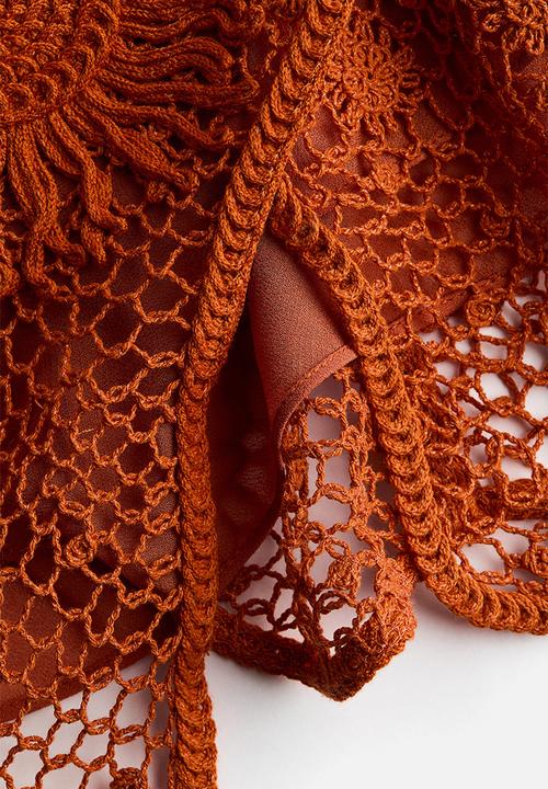 H&M - H&M Studio: Ruffled crochet-look dress - orange/sunflowers