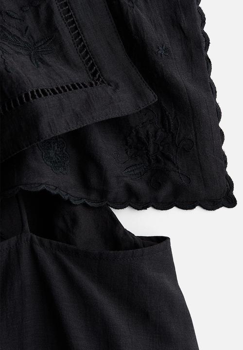 H&M - H&M Studio: Sailor-collared broderie anglaise dress - black