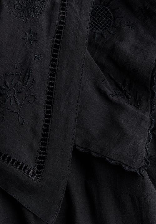 H&M - H&M Studio: Sailor-collared broderie anglaise dress - black