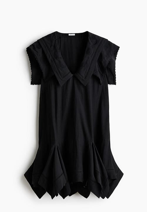 H&M - H&M Studio: Sailor-collared broderie anglaise dress - black