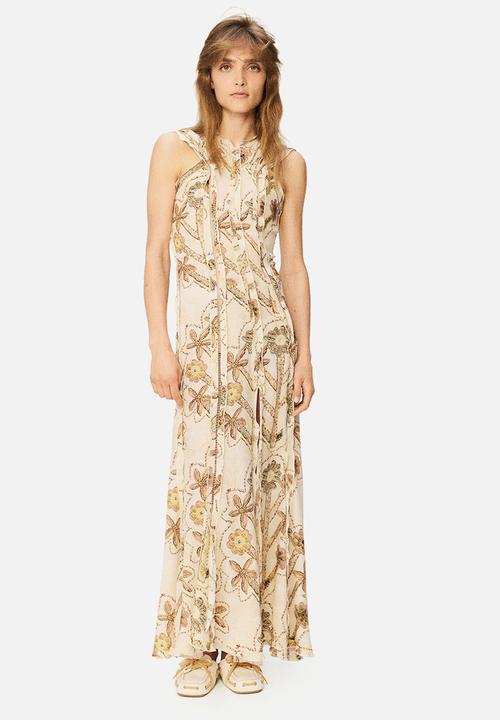 H&M - H&M Studio: Floral-print ruffled open-back dress - cream/floral
