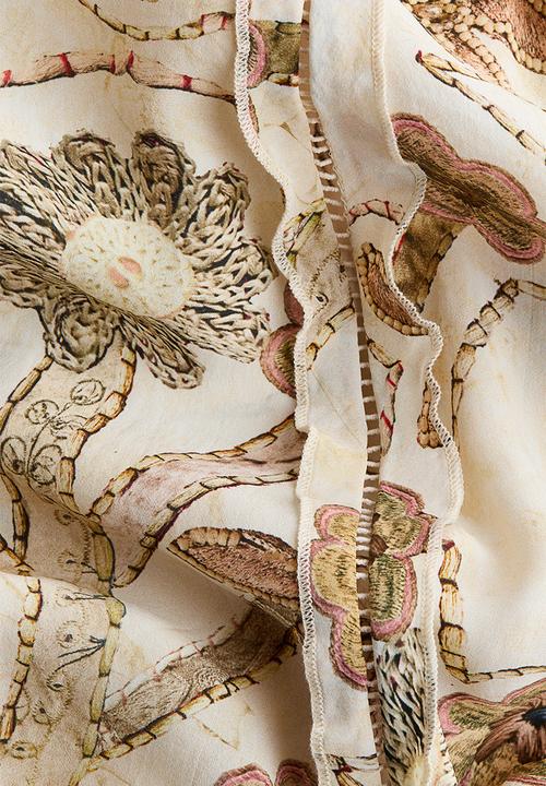 H&M - H&M Studio: Floral-print ruffled open-back dress - cream/floral