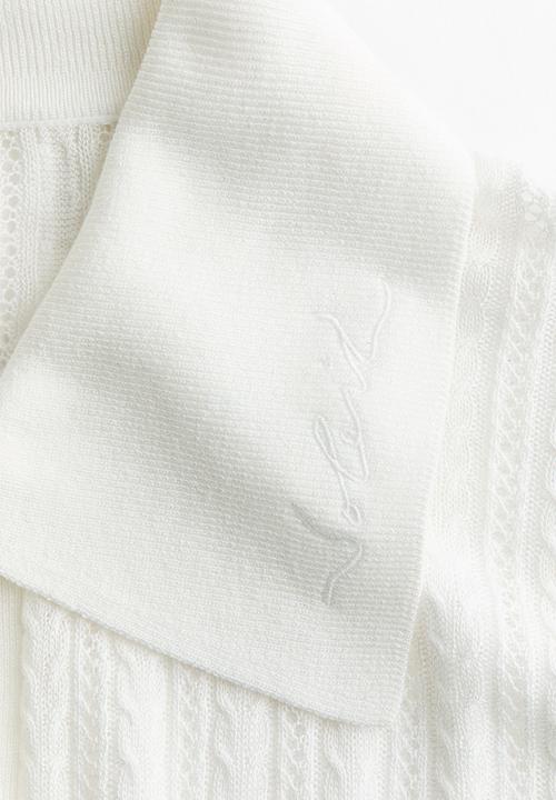 H&M - H&M Studio: Pointelle-knit polo shirt - white