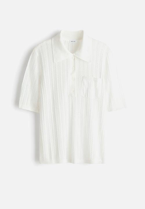 H&M - H&M Studio: Pointelle-knit polo shirt - white