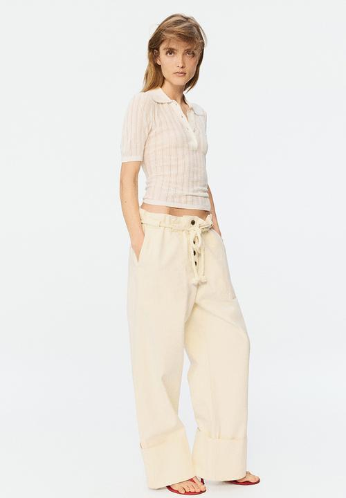 H&M - H&M Studio: Pointelle-knit polo shirt - white