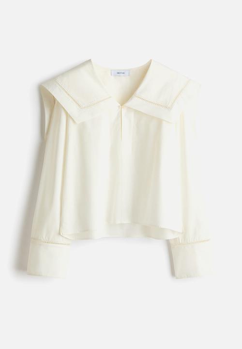 H&M - H&M Studio: Sailor-collared poplin blouse - cream