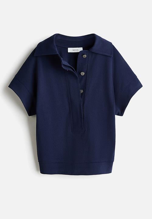 H&M - H&M Studio: Cotton polo shirt - navy blue