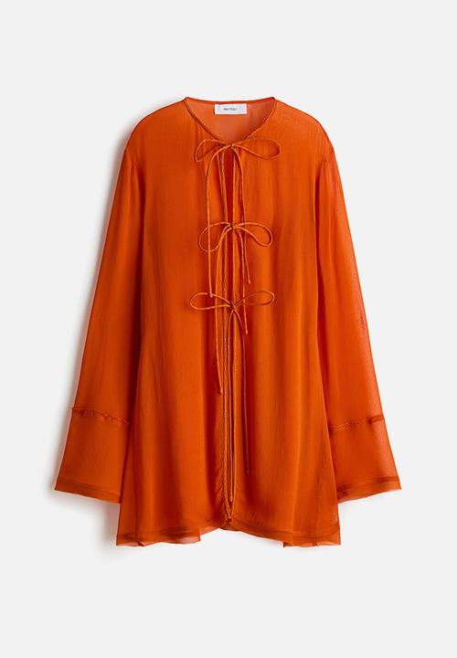 H&M - H&M Studio: Sheer tie-front blouse - orange