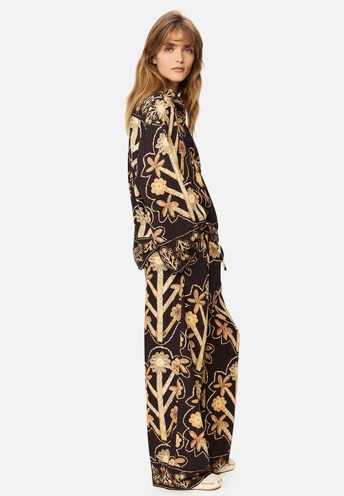 H&M - H&M Studio: Floral-print popover shirt - black/floral