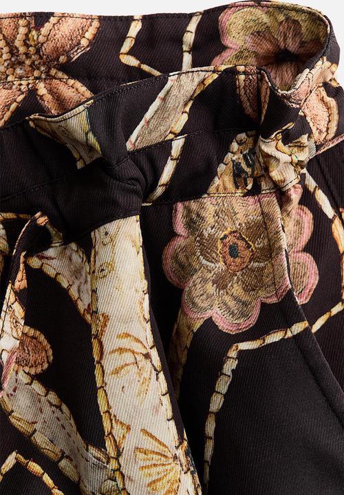 H&M - H&M Studio: Floral-print twill trousers - black/floral
