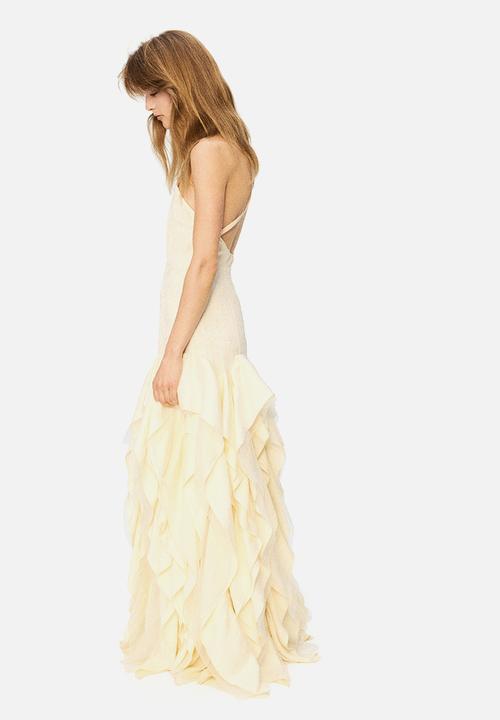 H&M - H&M Studio: Ruffled embroidered dress - cream