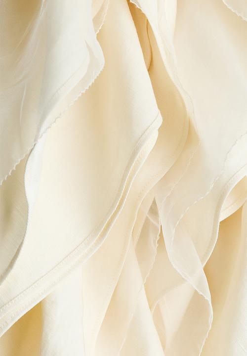 H&M - H&M Studio: Ruffled embroidered dress - cream