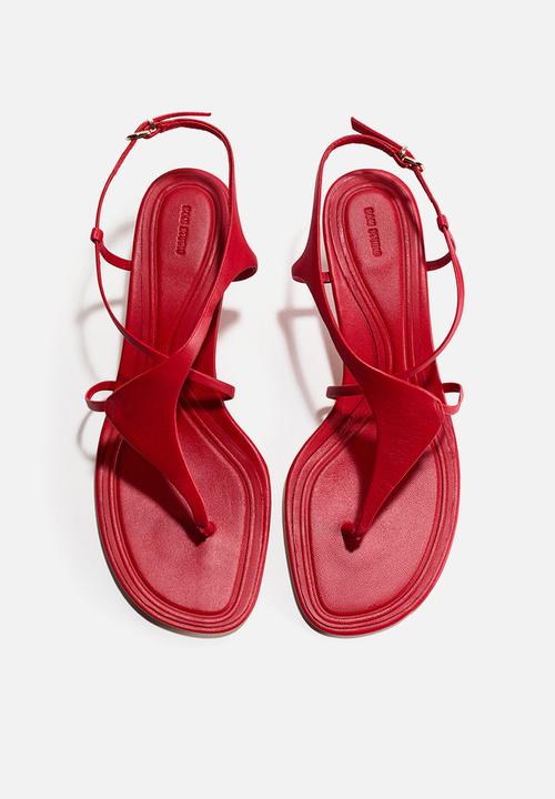H&M - H&M Studio: Kitten-heeled leather sandals - red
