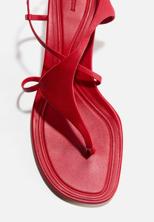 H&M - H&M Studio: Kitten-heeled leather sandals - red