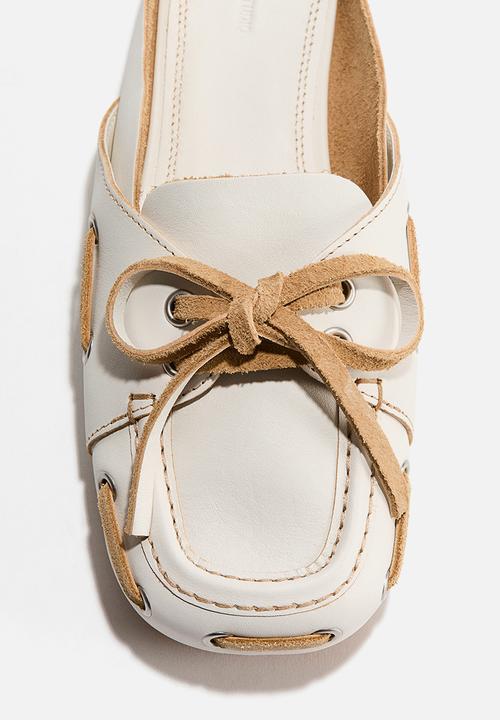 H&M - H&M Studio: Leather loafer mules - cream