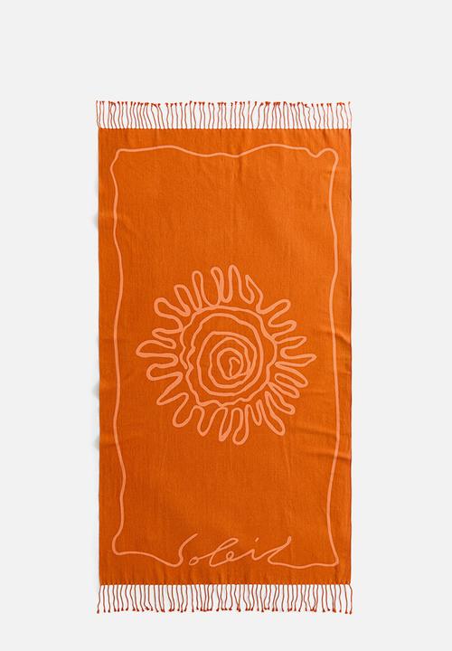 H&M - H&M Studio: Fringed cotton beach towel - orange/sunflower