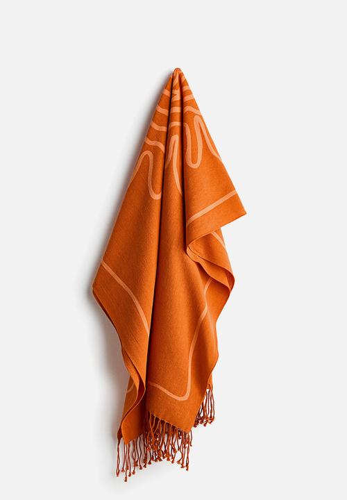 H&M - H&M Studio: Fringed cotton beach towel - orange/sunflower