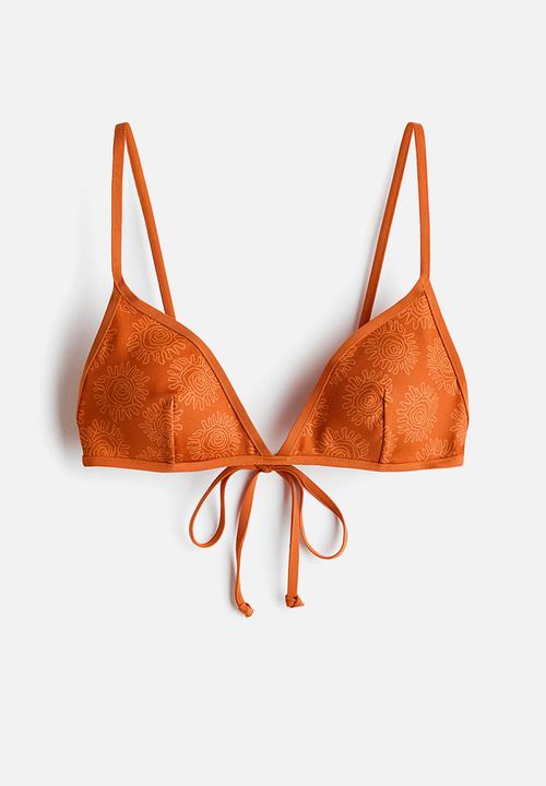 H&M - H&M Studio: Printed triangle bikini top - orange/sunflowers