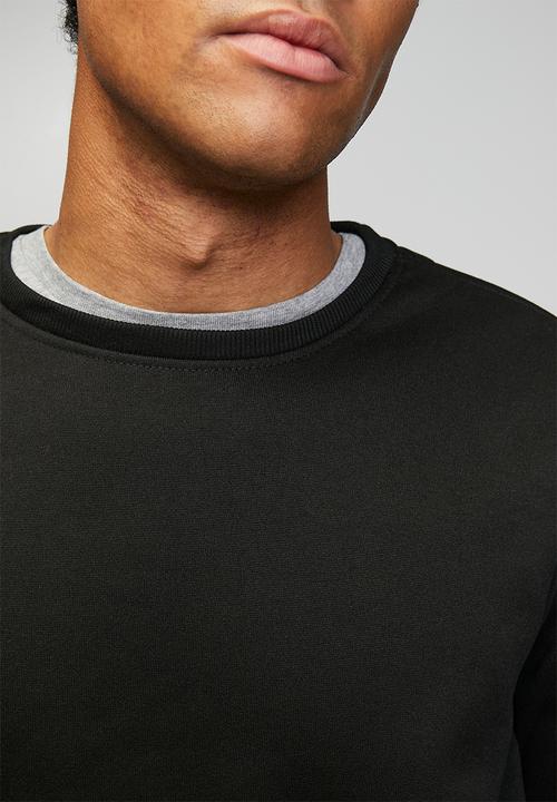 Brave Soul - Crew Neck Sweatshirt - Jet Black/Dk Charcoal Marl