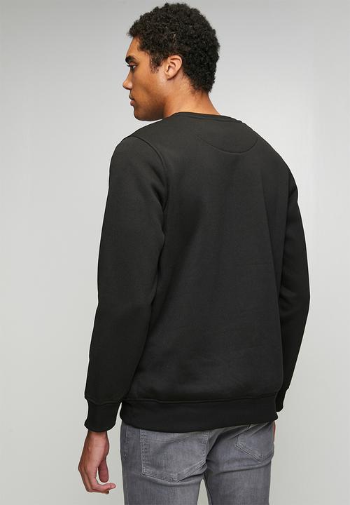 Brave Soul - Crew Neck Sweatshirt - Jet Black/Dk Charcoal Marl